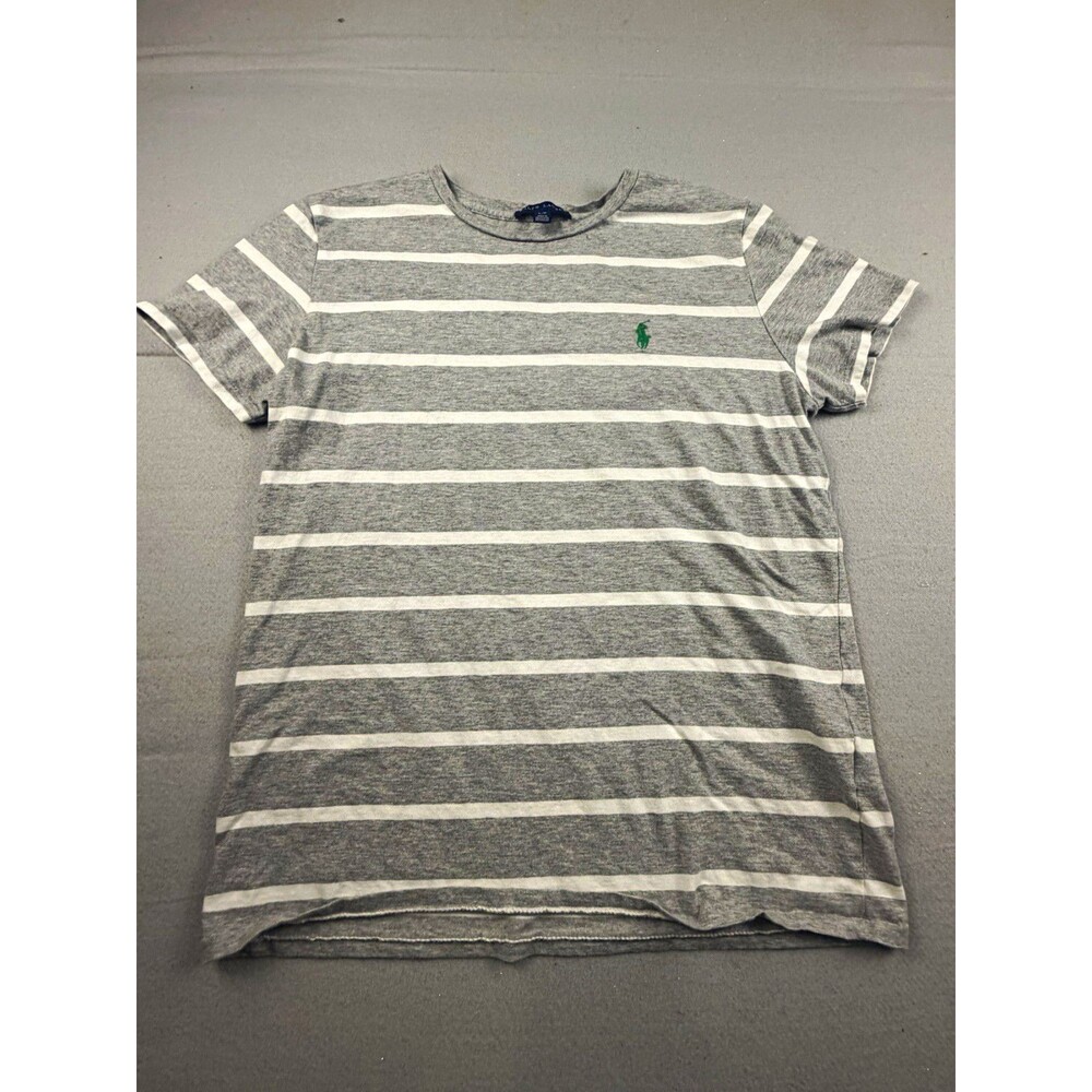 Ralph Lauren Women L Cotton Knit Striped Crew Neck SS T-Shirt Polo Pony Logo
